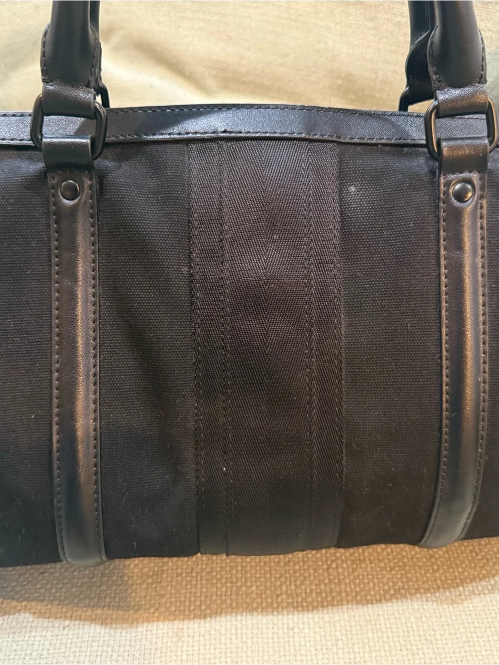 Vintage L.A.M.B. Gwen Stefani Black Barrel Satchel Handbag Y2K 14”